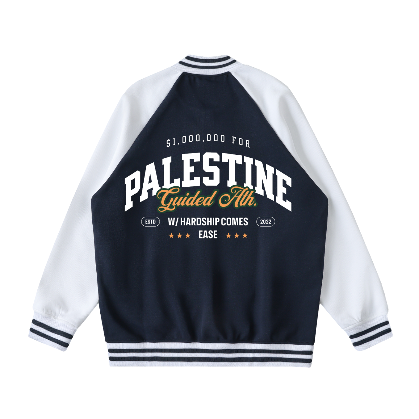 $1,000,000 For Palestine LIMITED Two Tone Raglan Sleeve Varsity Jacket