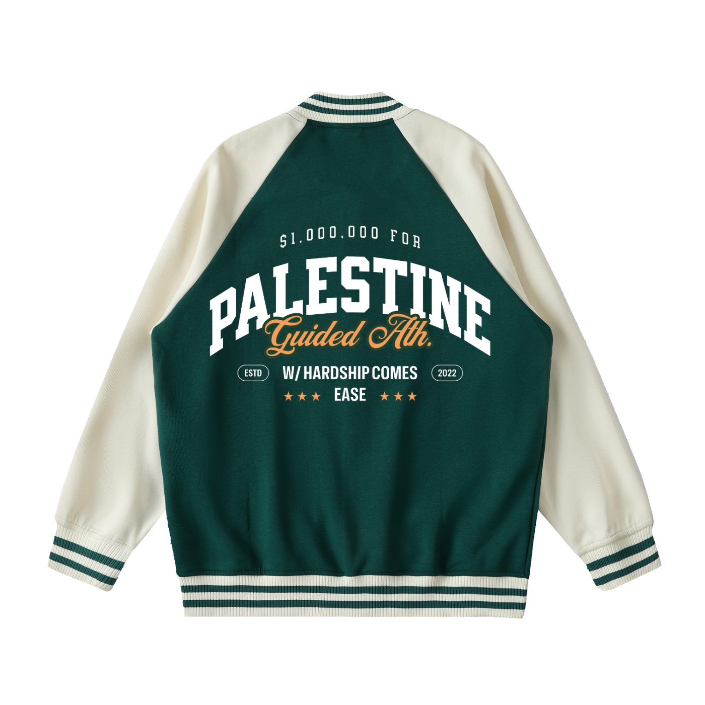 $1,000,000 For Palestine LIMITED Two Tone Raglan Sleeve Varsity Jacket