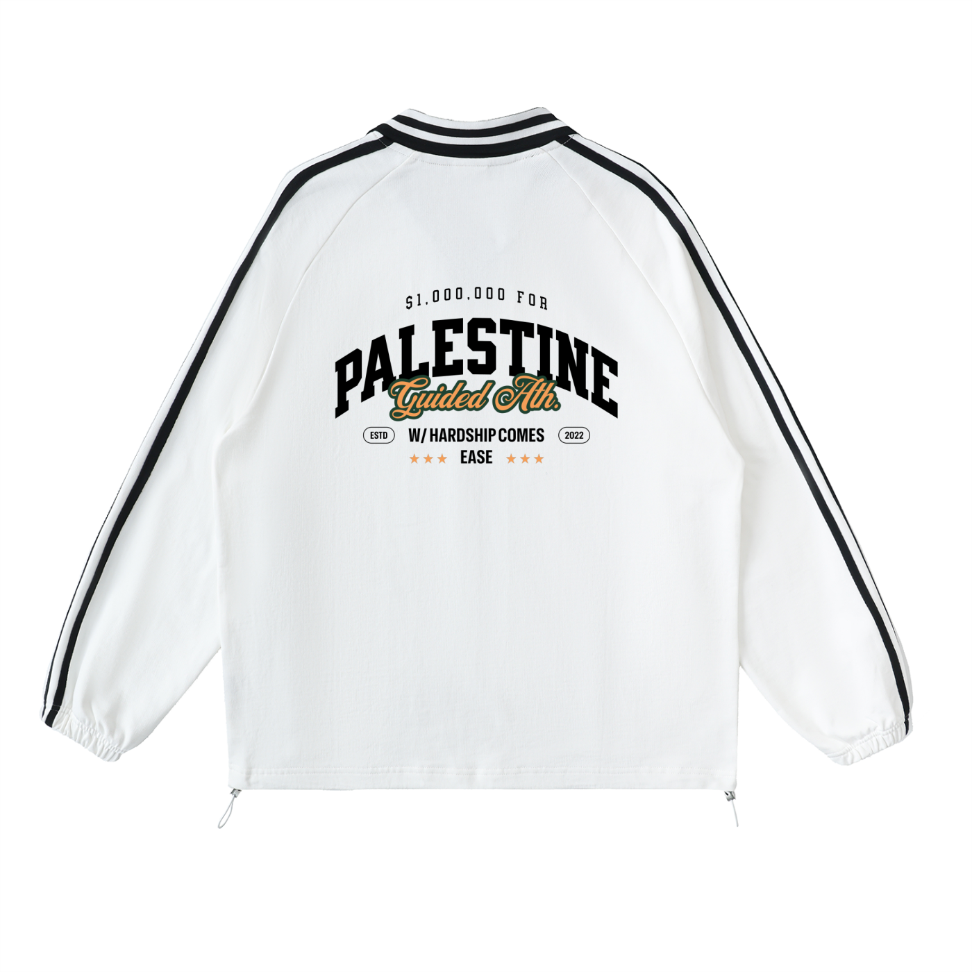 $1,000,000 For Palestine LIMITED Contrast Striped Lapel Collar Sweatshirt