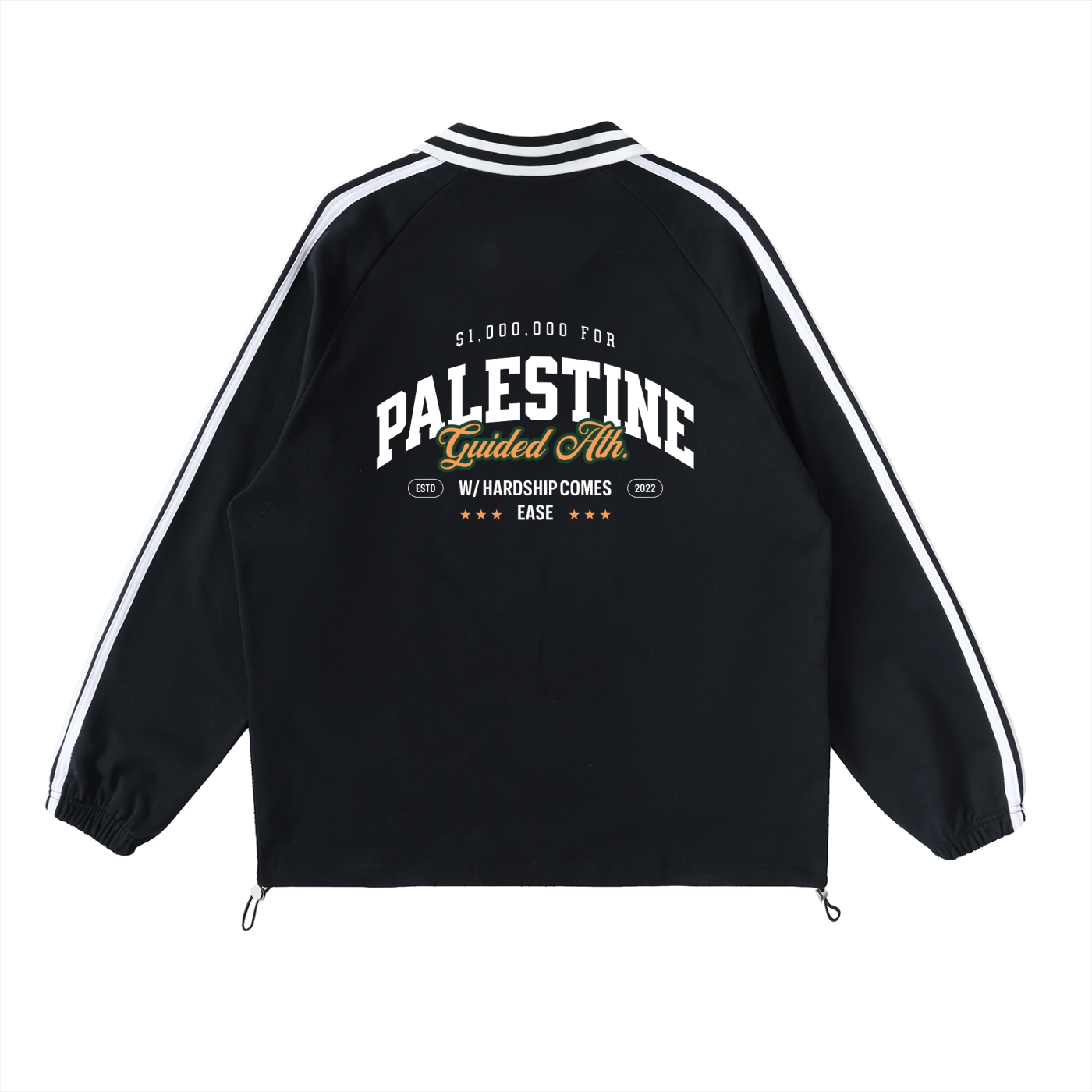 $1,000,000 For Palestine LIMITED Contrast Striped Lapel Collar Sweatshirt