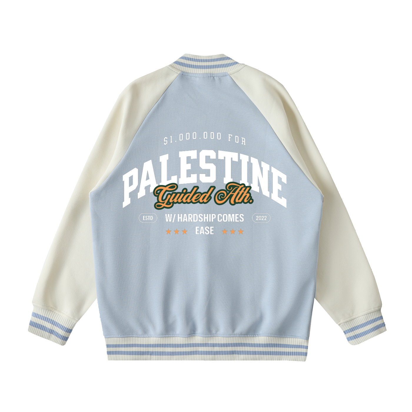 $1,000,000 For Palestine LIMITED Two Tone Raglan Sleeve Varsity Jacket