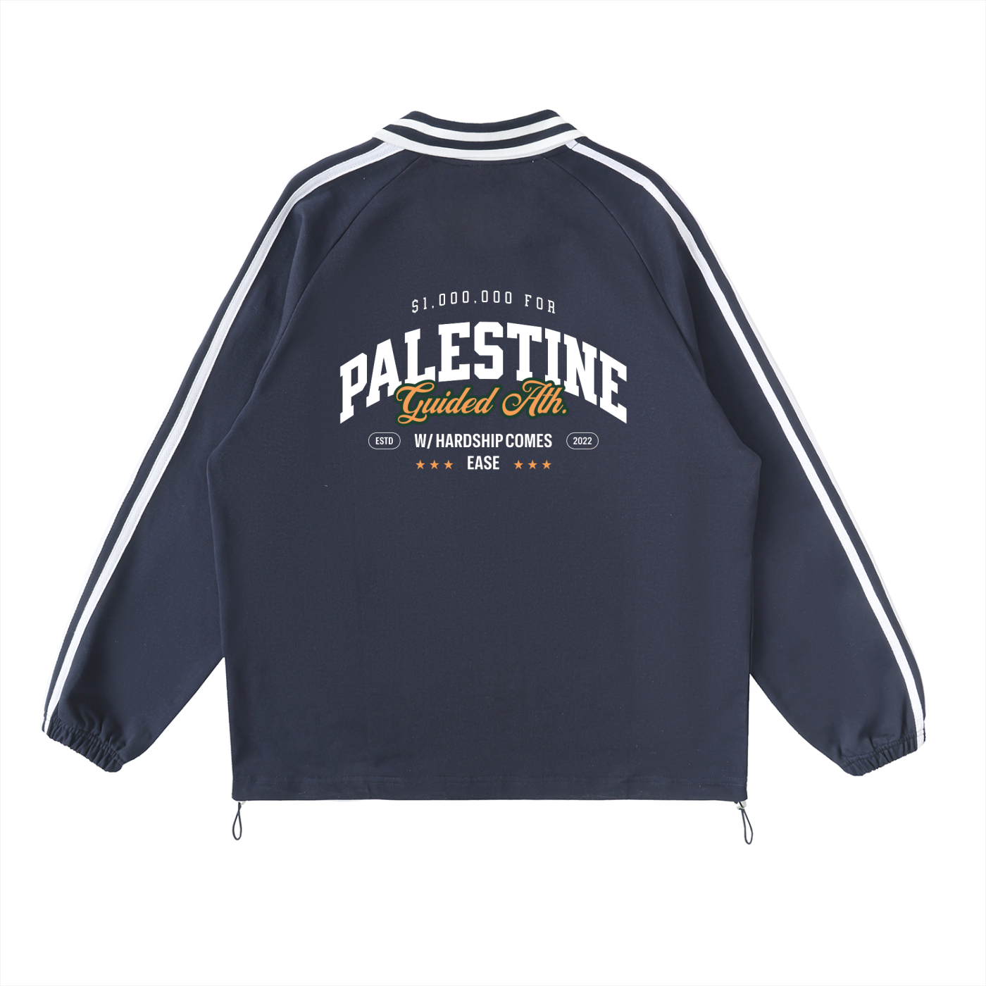$1,000,000 For Palestine LIMITED Contrast Striped Lapel Collar Sweatshirt