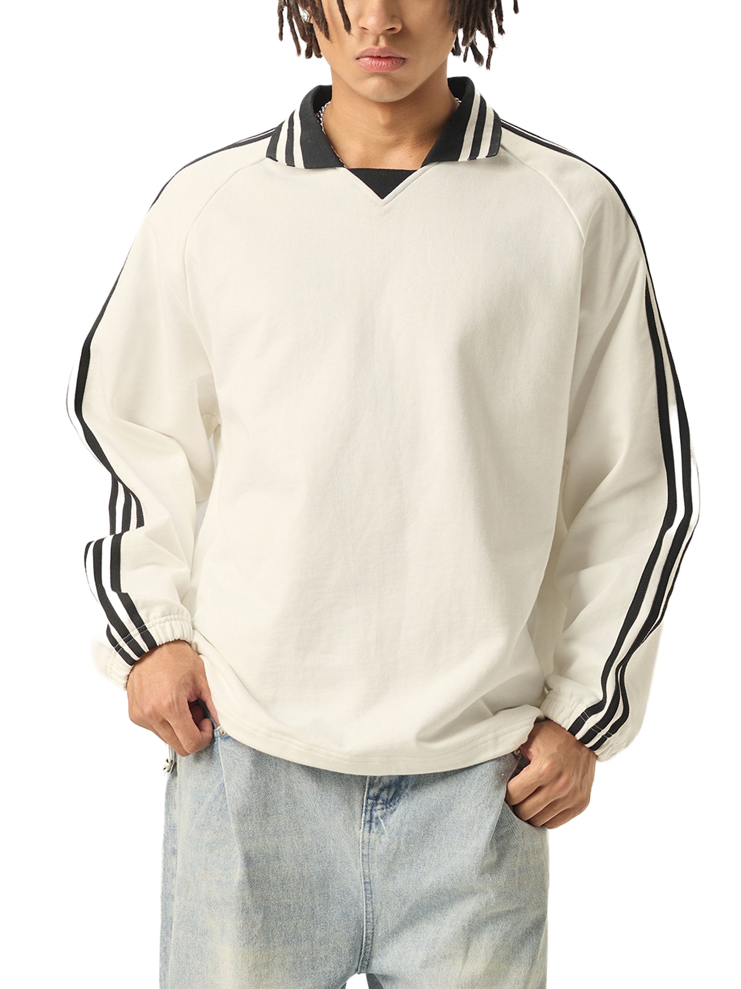 $1,000,000 For Palestine LIMITED Contrast Striped Lapel Collar Sweatshirt