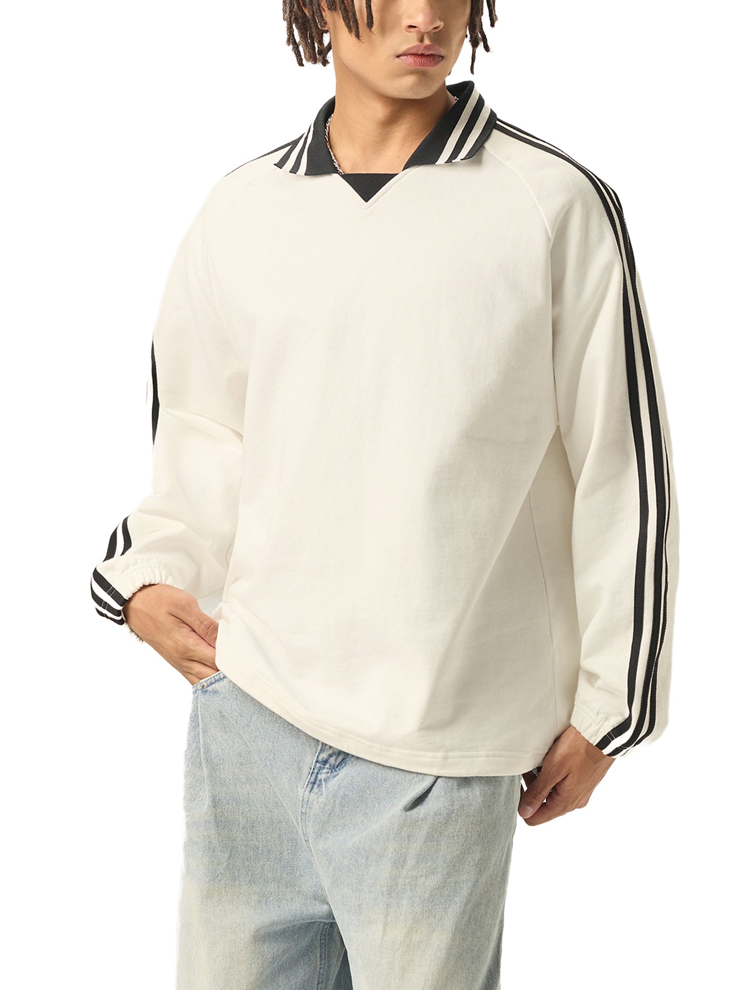 $1,000,000 For Palestine LIMITED Contrast Striped Lapel Collar Sweatshirt