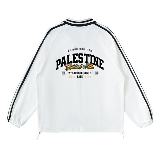 $1,000,000 For Palestine LIMITED Contrast Striped Lapel Collar Sweatshirt