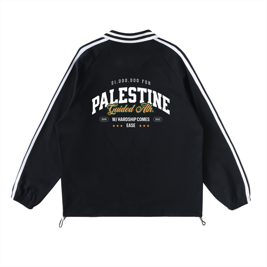 $1,000,000 For Palestine LIMITED Contrast Striped Lapel Collar Sweatshirt