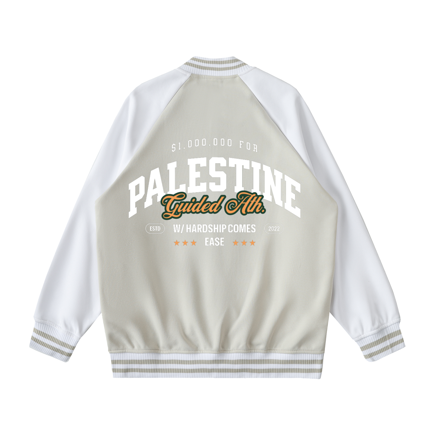 $1,000,000 For Palestine LIMITED Two Tone Raglan Sleeve Varsity Jacket