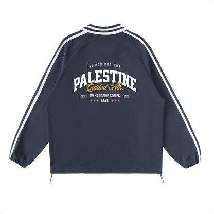 $1,000,000 For Palestine LIMITED Contrast Striped Lapel Collar Sweatshirt