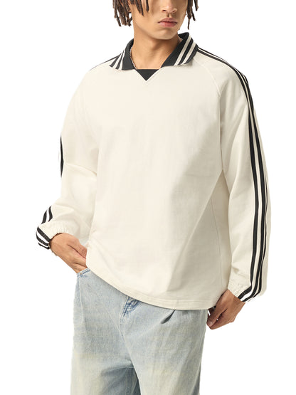 $1,000,000 For Palestine LIMITED Contrast Striped Lapel Collar Sweatshirt